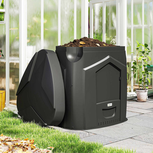 Container de compost de grădină de 240 l, bază deschisă, 3 uși de acces
