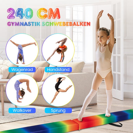 Grindă de echilibru pliabilă pentru gimnastică, 240 cm, pentru copii