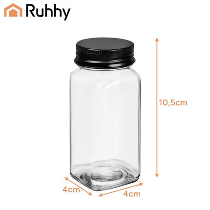 Set de 24 de borcane de condimente din sticlă cu etichete, câte 120 ml fiecare
