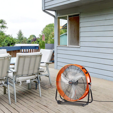 24-Inch Industrial Drum Fan, 3-Speed 8700 CFM, 360 Tilt