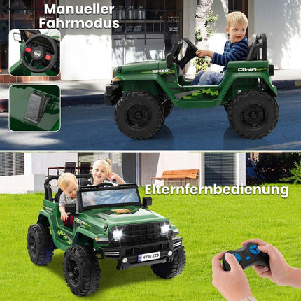Mașină electrică pentru copii 24V 2 locuri cu telecomandă și muzică și claxon și lumini LED Mașină pentru copii verde