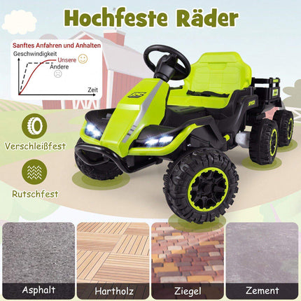 Tractor electric pentru copii de 24V cu telecomandă, verde
