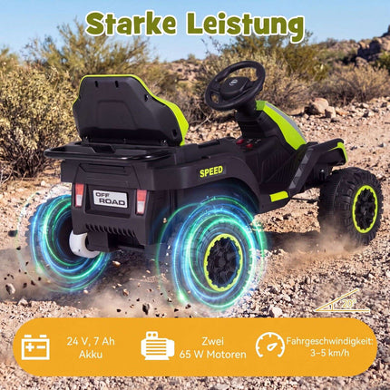 Tractor electric pentru copii de 24V cu telecomandă, verde