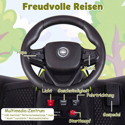 Tractor electric pentru copii de 24V cu telecomandă, verde