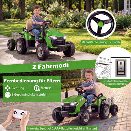 Tractor electric pentru copii de 24V cu remorcă și telecomandă