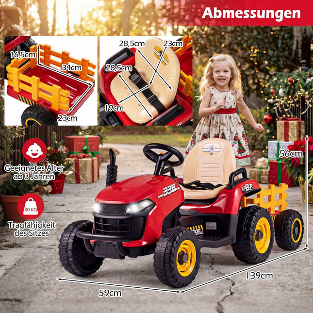 Tractor electric pentru copii de 24V cu remorcă și telecomandă
