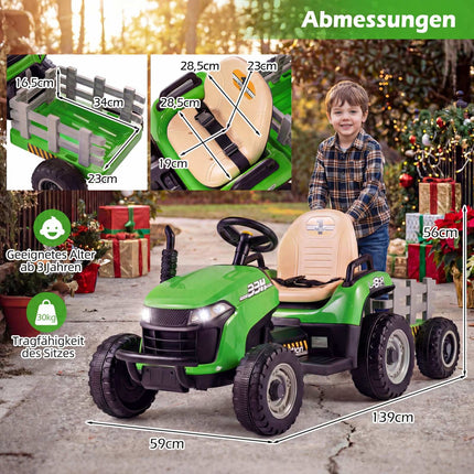 Tractor electric pentru copii de 24V cu remorcă și telecomandă