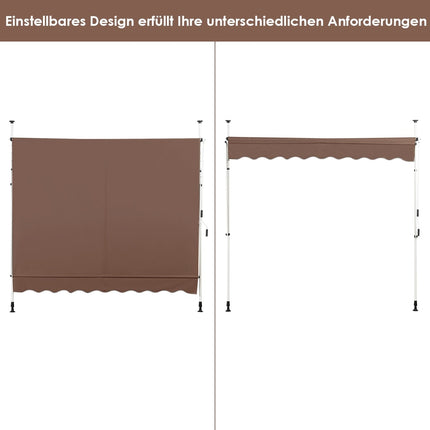Copertină reglabilă rezistentă la UV pentru balcon, 250 cm