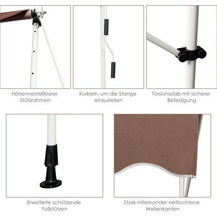 Copertină reglabilă rezistentă la UV pentru balcon, 250 cm