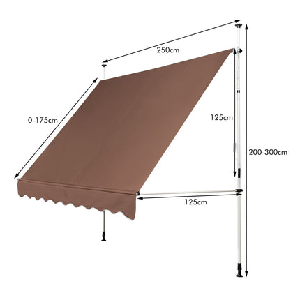 Copertină reglabilă rezistentă la UV pentru balcon, 250 cm