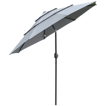 2.6M Patio Umbrella, Rotating, 3-Tier, Sunshade