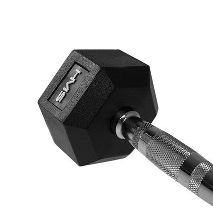 Gantera hexagonală de 27,5 kg - acoperită cu cauciuc, design anti-ruliu