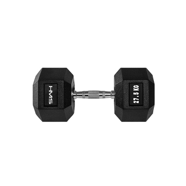 Gantera hexagonală de 27,5 kg - acoperită cu cauciuc, design anti-ruliu