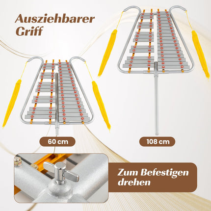 Glockenspiel de marș din aluminiu cu 29 de note cu mâner reglabil