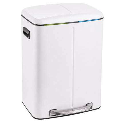 2-Compartment Pedal Bin 2 x 20 L with Soft-Close Lid, White