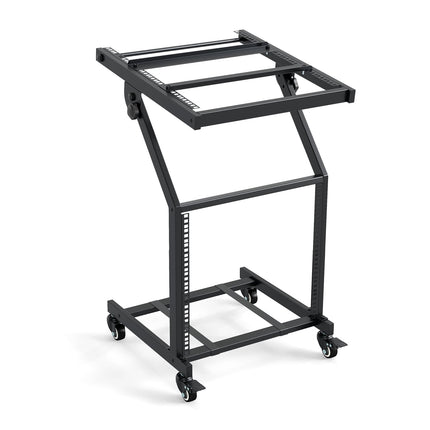Rack audio reglabil cu 2 straturi și roți blocabile