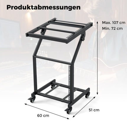 Rack audio reglabil cu 2 straturi și roți blocabile