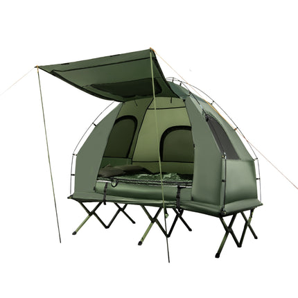 Set de cort de camping pentru 2 persoane cu saltea gonflabilă, 2 saci