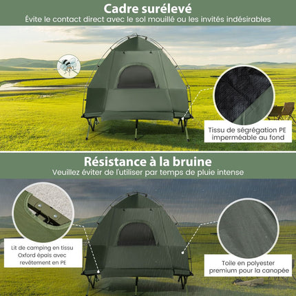 Set de cort de camping pentru 2 persoane cu saltea gonflabilă, 2 saci