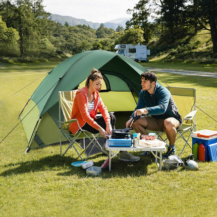 Cort de camping pentru 2 persoane cu prelată detașabilă, verde