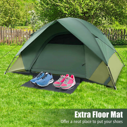 Cort de camping pentru 2 persoane cu prelată detașabilă, verde