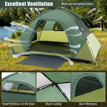 Cort de camping pentru 2 persoane cu prelată detașabilă, verde