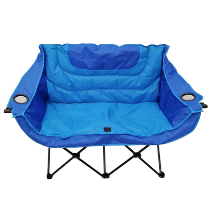 Scaun de camping pliabil pentru 2 persoane – căptușit, suporturi pentru pahare, geantă