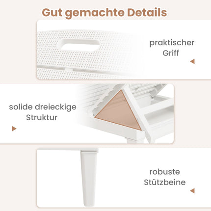Set șezlong extensibil reglabil, 2 piese, alb