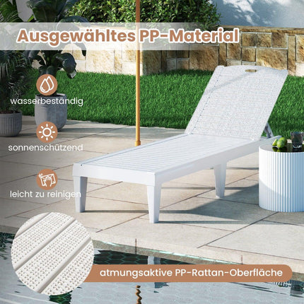 Set șezlong extensibil reglabil, 2 piese, alb