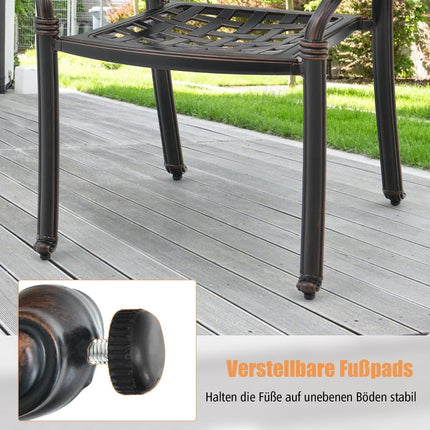 Scaune de grădină stivuibile din aluminiu, format din 2 piese, cu cotiere