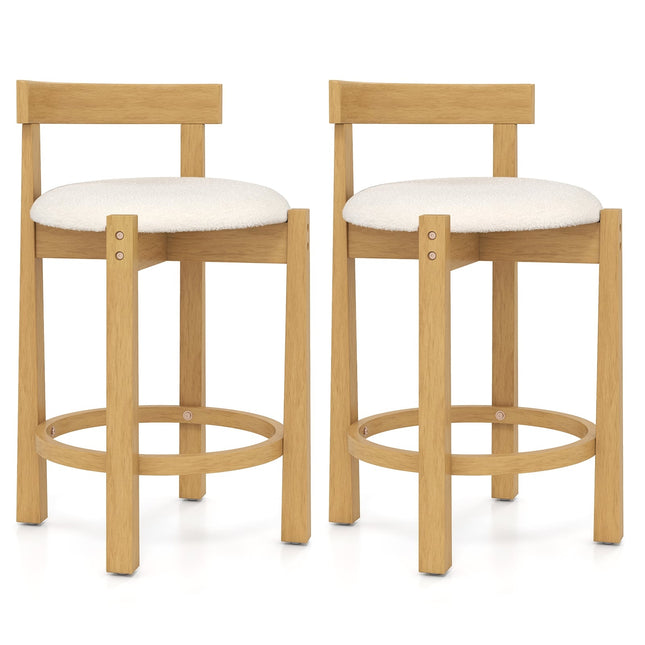 Set scaune de bar din 2 piese, lemn, înălțime șezut 62 cm, natural