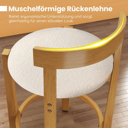 Set scaune de bar din 2 piese, lemn, înălțime șezut 62 cm, natural