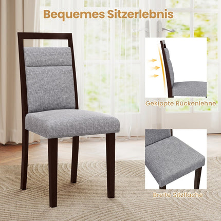 Set de 2 scaune de sufragerie, șezut și spătar căptușite, gri