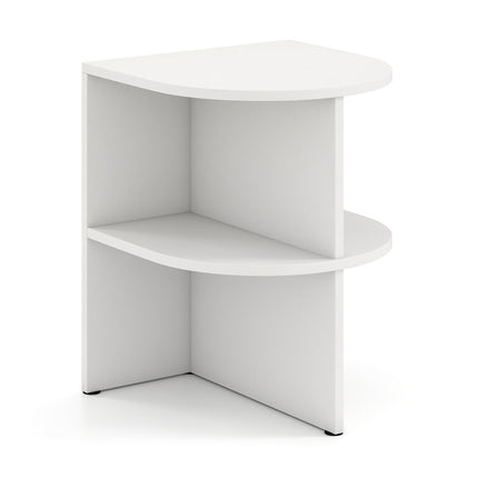 Set de 2 măsuțe laterale semilună, cu 2 niveluri, alb, 38x38x48,5 cm