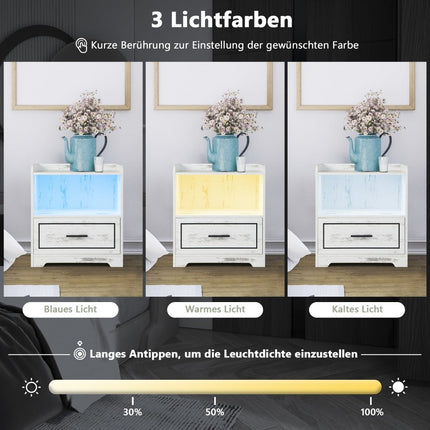 Set noptieră din 2 piese cu lumină LED și încărcător USB