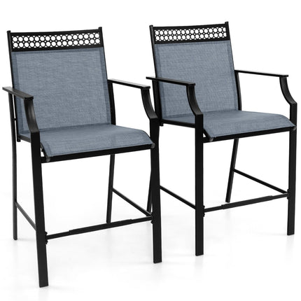 Scaune de bar pentru exterior, format din 2 piese, material textil cu uscare rapidă, albastru