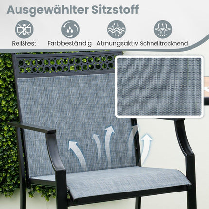 Scaune de bar pentru exterior, format din 2 piese, material textil cu uscare rapidă, albastru