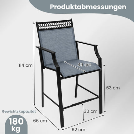 Scaune de bar pentru exterior, format din 2 piese, material textil cu uscare rapidă, albastru