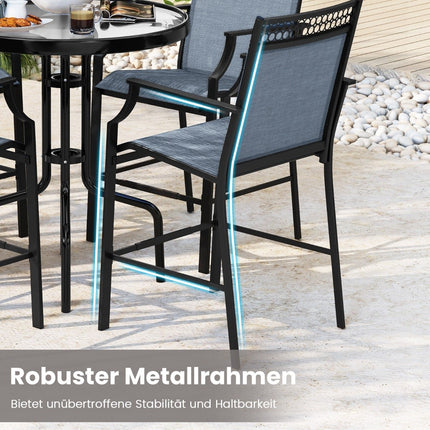 Scaune de bar pentru exterior, format din 2 piese, material textil cu uscare rapidă, albastru