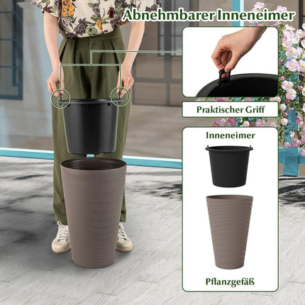 Set de 2 jardiniere rezistente la intemperii cu drenaj, 45 cm