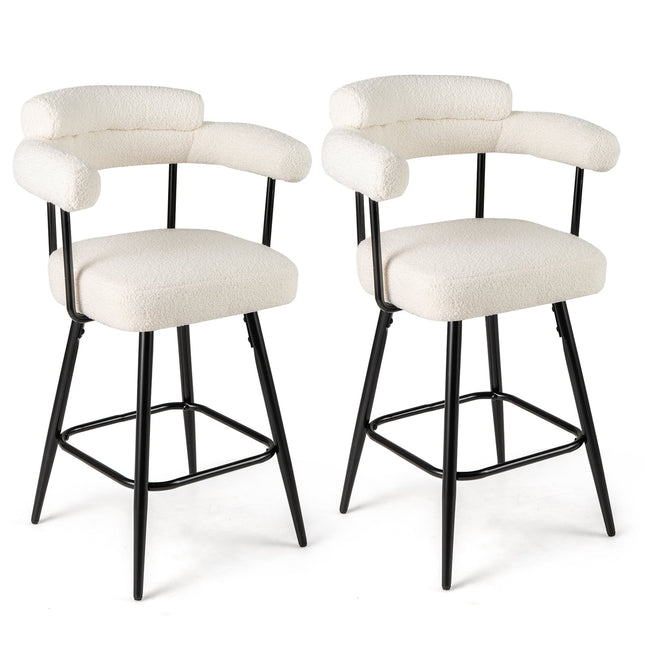 Scaune de bar pivotante albe, format din 2 piese, scaune rotative la 360 de grade