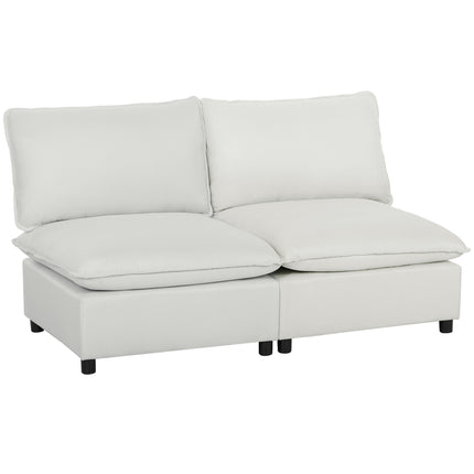 Canapea modulară cu 2 locuri, piele ecologică 146 cm, gri
