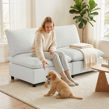 Canapea modulară cu 2 locuri, piele ecologică 146 cm, gri