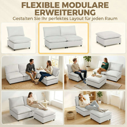 Canapea modulară cu 2 locuri, piele ecologică 146 cm, gri