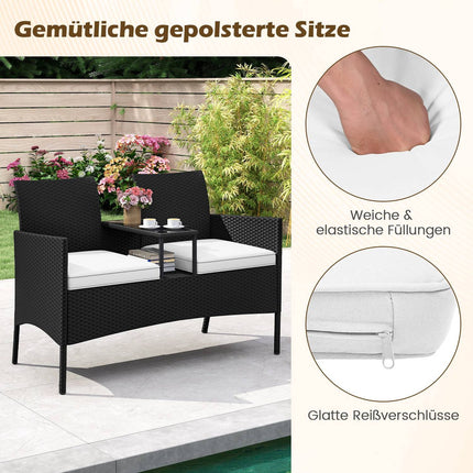 Bancă de grădină din Polyrattan cu 2 locuri, alb