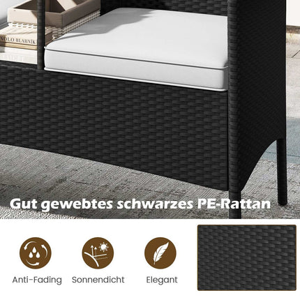 Bancă de grădină din Polyrattan cu 2 locuri, alb