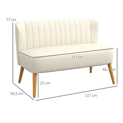 Canapea cu 2 locuri, alb crem, căptușeală moale, capacitate 220 kg
