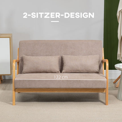 2-seater loveseat in velvet look with cushions, light grey