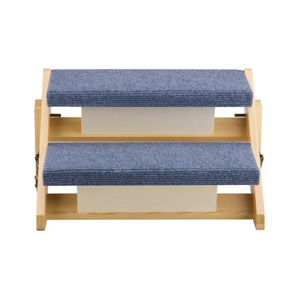2-Step Dog Stairs, Foldable Wood, Non-Slip, 50 kg
