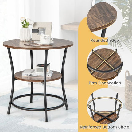 Masă rotundă cu 2 niveluri, raft deschis, 55 cm